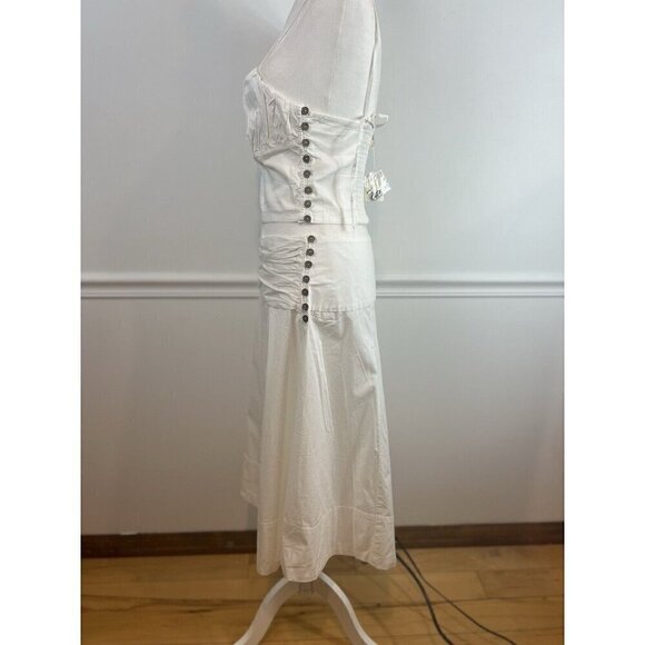 Free People So Posh Cropped Cami Skirt Set White Cotton XL Boho Beach New NWT - Picture 5 of 11